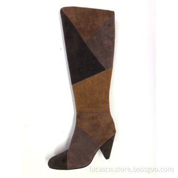 Ladies Round Toe  Kitten Heel Knee-High Boot